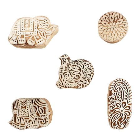 Set of 5 Piece New Mix Wooden Printing Blocks